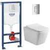 Pack WC Bâti-support + WC sans bride Infinitio Design + Abattant softclose + Plaque chrome