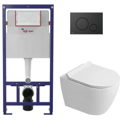 Pack WC bâti-support + WC sans bride Ceramia PixL avec abattant SoftClose + plaque noir (STCEPXWT03-FR)