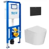 Pack WC bâti-support + WC suspendu sans bride Ceramia avec abattant SoftClose + plaque (ROCE14WT06-FR)