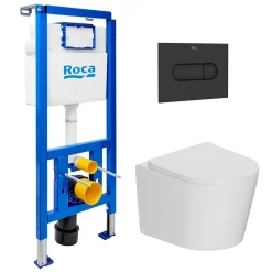Pack WC bâti-support + WC suspendu sans bride Ceramia avec abattant SoftClose + plaque (ROCE14WT03-FR)