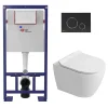 Pack WC bâti-support autoportant + WC sans bride Ceramia PixL avec abattant SoftClose + plaque noir (STCEPXWT02-U)
