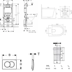 Pack WC bâti-support Duofix 112cm + WC suspendu Ceramia Tornado Rimless + abattant SoftClose + plaque blanche (CETORGEB3)