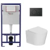 Pack WC bâti-support léger 112 cm ECO 2L Swiss Aqua Technologies + WC suspendu Ceramia + plaque noir mat (STECE14WT02-FR)