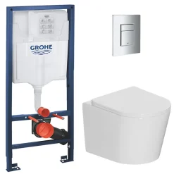 Pack WC bâti-support Rapid SL + WC suspendu sans bride + abattant SoftClose + plaque chrome, blanc (RAPIDSL-CETOR)