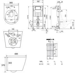 Pack WC Bâti-support sol mur Villeroy & Boch + WC SAT Infinitio sans bride + Abattant SoftClose + Plaque (VCNBLINFI4)
