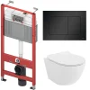 Pack WC Bâti-support TECEbase + WC Rolo blanc + tapis d'isolation acoustique + plaque noir