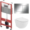Pack WC Bâti-support TECEbase + WC Rolo blanc + tapis d'isolation acoustique + plaque chrome