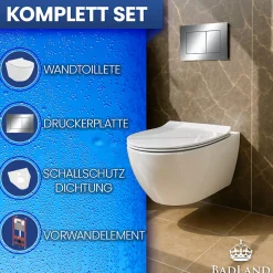 Pack WC Bâti-support TECEbase + WC Rolo blanc + tapis d'isolation acoustique + plaque chrome