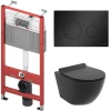 Pack WC Bâti-support TECEbase + WC Rolo noir + tapis d'isolation acoustique + plaque noir