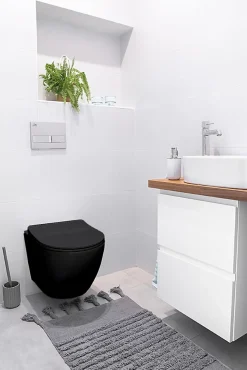 Pack WC Bâti-support TECEbase + WC Rolo noir + tapis d'isolation acoustique + plaque noir