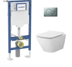 Pack WC Geberit UP320 + Cuvette sans bride Mesto Square + Plaque Chromé Mat