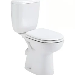 Pack WC PMR normes handicapé SANINDUSA Aveiro Confort évacuation arrière alim. chasse d'eau par dessous blanc