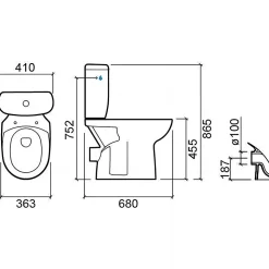 Pack WC PMR SANINDUSA Aveiro Confort Normes handicap, évacuation arrière, alimentation latérale, blanc