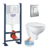 Pack WC Rapid SL autoportant + cuvette Bau Ceramic sans bride + plaque Skate Cosmo chrome (ProjectBau-1)