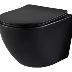 Pack WC suspendu avec lave-mains intégré + cuvette gain de place sans bride corolla Noir mat