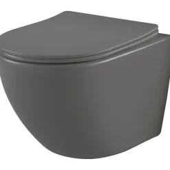 Pack WC suspendu avec lave-mains intégré + Cuvette gain de place sans bride corolla Gris mat