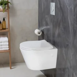 Pack WC suspendu blanc cuvette sans bride Fuerte et bâti-support sol et mur Grohe