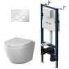 Pack WC suspendu bâti mural et cuvette Plaque Round Blanche Pack WC Bati-support AM.PM X-Joy S