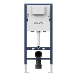 Pack WC suspendu bâti mural et cuvette Plaque Round Blanche Pack WC Bati-support AM.PM X-Joy S