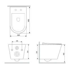 Pack WC suspendu bâti mural et cuvette Plaque Round Blanche Pack WC Bati-support AM.PM X-Joy S
