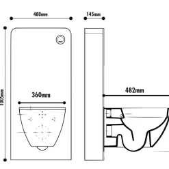 Pack WC suspendu gain de place bâti mural verre noir + cuvette sans bride gris mat corolla