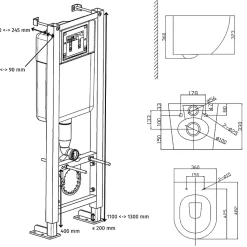 Pack WC suspendu gain de place bâti universel Siamp + cuvette sans bride Corolla