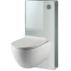 Pack WC suspendu mural en verre blanc et cuvette carénée sans bride CERES