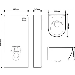 Pack WC suspendu mural en verre blanc et cuvette carénée sans bride CERES