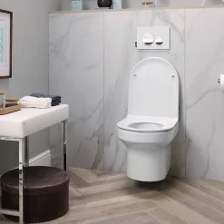 Pack WC suspendu sans bride JACOB DELAFON Elite + bâti-support + plaque Chrome + accessoires
