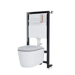 Pack WC suspendu sans bride Luvia avec bâti-support sol et mur autoportant Silgo GoodHome