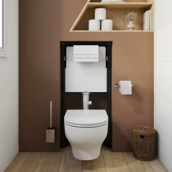 Pack WC suspendu sans bride Luvia avec bâti-support sol et mur autoportant Silgo GoodHome