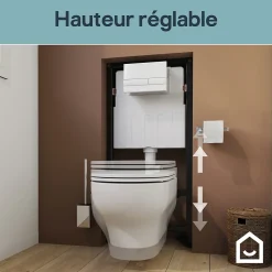 Pack WC suspendu sans bride Luvia avec bâti-support sol et mur autoportant Silgo GoodHome