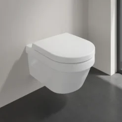 Pack WC suspendu sans bride VILLEROY ET BOCH Architectura Directflush + abattant + plaque blanche + bâti + Tabouret blanc