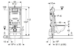 Pack WC suspendu sans bride, Geberit G-500 Design Compact