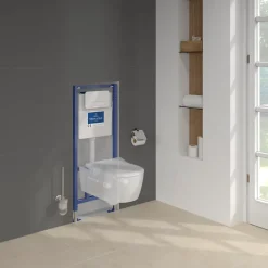 Pack WC suspendu sans bride VILLEROY ET BOCH Avento + Bâti support ViConnect Pro + abattant frein de chute + plaque blanche