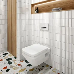 Pack WC suspendu sans bride Villeroy & Boch Architectura Twistflush e3 rectangle + bâti-support sol et mur + plaque blanc