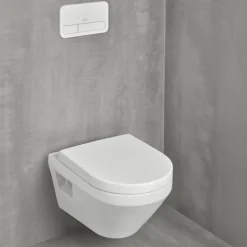 Pack WC suspendu sans bride Villeroy & Boch Architectura Twistflush e3 rond + bâti-support ViConnect + plaque noir