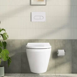 Pack WC suspendu VITRA Integra blanc + bâti mur porteur V-Fix Core + Plaque Round Blanche