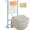 Pack WC suspendu VITRA Sento lin mat + bâti autoportant V-Fix Core + Plaque Round noir mat