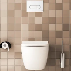 Pack WC suspendu VITRA Sento blanc + bâti autoportant V-Fix Core + Plaque Round Blanche