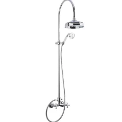 Paffoni Ricordi Colonne de douche vintage complète avec mélangeur + Douchette à main + Flexible, Chrome (ZCOL000)