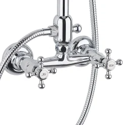 Paffoni Ricordi Colonne de douche vintage complète avec mélangeur + Douchette à main + Flexible, Chrome (ZCOL000)