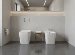 Paire de Sanitaires Edge Rim - Cuvette + Bidet Filo Muro Blanc Brillant - Sans Bride, Abattant Soft-Close