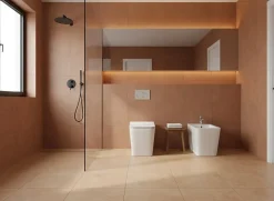 Paire de Sanitaires Edge Rim - Cuvette + Bidet Filo Muro Blanc Brillant - Sans Bride, Abattant Soft-Close