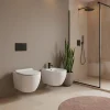 Paire de Sanitaires Suspendus Bent Rim - Cuvette + Bidet Rimless Blanc Brillant - Abattant Soft-Close