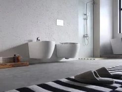 Paire de Sanitaires Suspendus Bent Rim - Cuvette + Bidet Rimless Blanc Brillant - Abattant Soft-Close