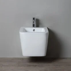 Paire De Sanitaires Suspendus Wc Et Bidet En Céramique Avec Émail Antibactérien Et Système Rimless - Rock