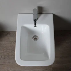 Paire De Sanitaires Suspendus Wc Et Bidet En Céramique Avec Émail Antibactérien Et Système Rimless - Rock