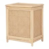 Panier à linge en rotin finition cannage avec couvercle - L. 45 x P. 33 x H. 56 cm - Naturel - CALYMA