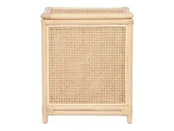 Panier à linge en rotin finition cannage avec couvercle - L. 45 x P. 33 x H. 56 cm - Naturel - CALYMA